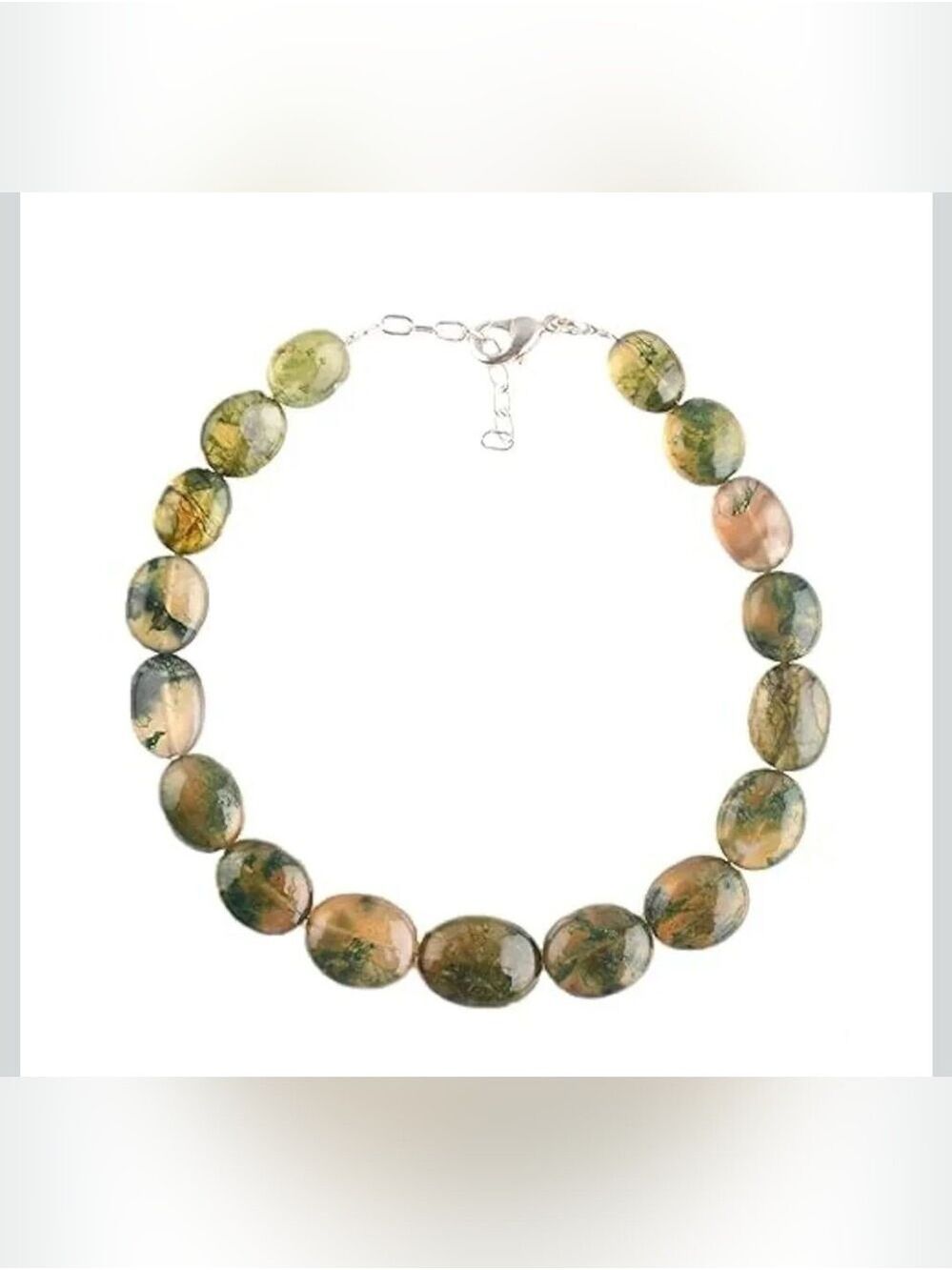 Natural Moss Agate Crystals Bracelet | Plain Nuggets Beads | 8 inch AAA+ Quality